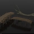 Natural Bamboo Bridges With Curved Wooden Structure And Decorative Dry Branches