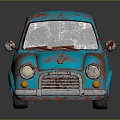 Vintage Blue Mini Car With Rusty Exterior And Classic Retro Design
