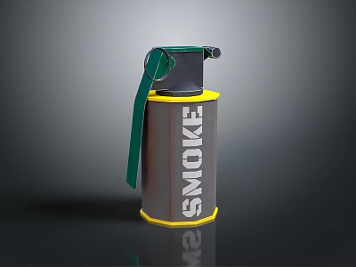 Smoke Grenade Weapon With Gray Yellow Green Body And Pull Ring Design 3d model