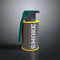 Smoke Grenade Weapon With Gray Yellow Green Body And Pull Ring Design