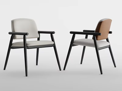 Modern Dining Chairs With Armrests Black Frames And Upholstered Seats In Different Colors 3d model