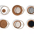 Stylish Circular Wall Decor With Six Metal And Glass Intricate Pattern Pieces