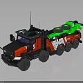 Red White Green Military Tactical Truck With Antenna And Rear Green Equipment