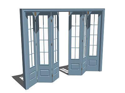 Blue Folding Doors With Glass Panels Open Design For Modern Home Interior 3d model