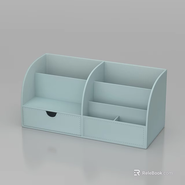 Light Blue Multi Compartment Storage Organizer With Drawer For Desk Organization 3d model
