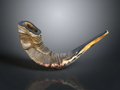 Artistic Sculpture Carving Curved Horn Shaped With Textured Bronze Gold Gradient On Dark Background 3d model