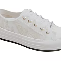 White Casual Shoes Featuring Gold Eyelets Patterned Upper And Thick Sole Design 3d model