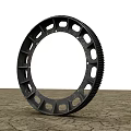 Industrial Equipment Heavy Duty Metal Gearbox Mechanical Component On Cracked Surface