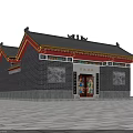 Ancient Architecture With Traditional Roof Carved Walls And Colorful Door Classic Design