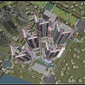 Aerial Planning of Modern High Rise Residential Area with Green Spaces and Roads