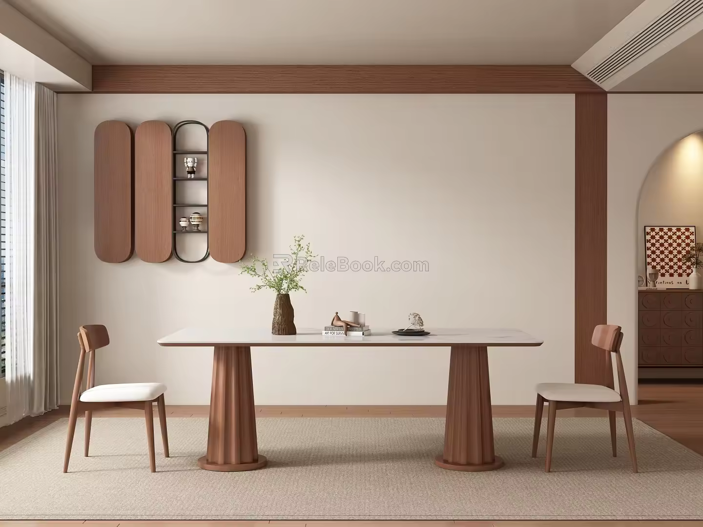 Middle-ancient style restaurant tables and chairs 3d model