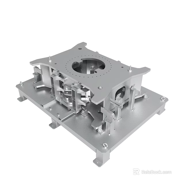 Metal Mechanical Structural Base With Precision Engineered Holes And Support Frame 3d model