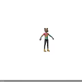 Colorful Animated Game Character Wearing Rainbow Lightning Long Sleeve Shirt Black Pants And Yellow Shoes