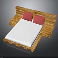 Rustic Wooden Pallet Bed Design With Pink Pillows And White Bed Sheet