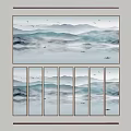 Chinese Ink Mountain Landscape Wall Art With Multiple Panels And Birds