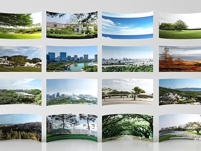 Scenic Landscape Collage Comprising Nature Urban Views Trees Rivers and City Skylines 3d model