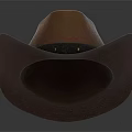 Brown Leather Cowboy Hat With Black Band And Metal Rivets Design