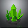Stone Wood Decorative Base With Green Crystal Formations And Gray Stone Pedestal