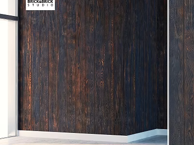 Dark Wooden Wall Panel Component for Interior Decoration with Natural Wood Grain 3d model