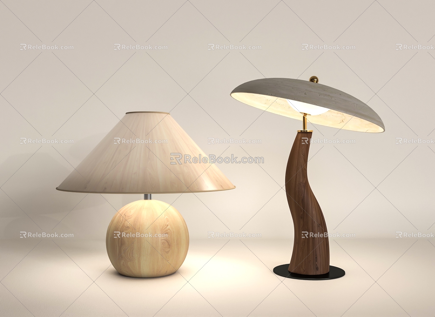 Wood-grain table lamp 3d model