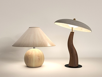 Wood-grain table lamp 3d model