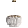Woven White Tassel Chandelier with Two Tiered Design for Modern Interiors