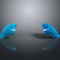 Two Blue Smooth Shiny Weapon Guards With Reflective Glossy Finish On Dark Background