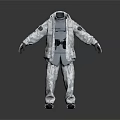 White Full Body Spacesuit With Detailed Pockets And Badge Design Elements 3d model