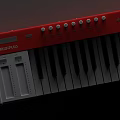 Red MIDIPLUS Keyboard With Black And White Keys And Control Knobs For Music 3d model