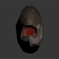 Realistic 3D Model of Salmon Head With Open Mouth And Red Spots