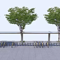 Outdoor Canopy for Bicycle Parking Area with Trees and Open Public Space