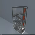 Modern Multi Level Stairs With Metal Frame Red Doors And Architectural Structure 3d model