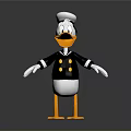 Cartoon Duck Toy in Sailor Outfit with White Hat Black Jacket and Yellow Webbed Feet