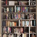 Multilayer Bookshelf with Assorted Colorful Books as Decorative Interior Shelf Arrangement