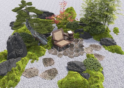 Courtyard landscape sketch bryophytes landscape plant landscape sketch 3d model