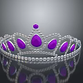 Elegant Decorative Crown With Purple Gemstones Silver Frame And Pearl Details