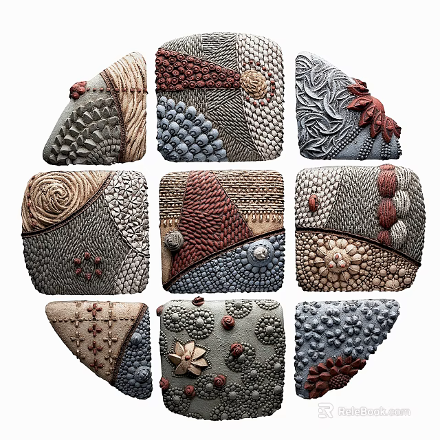 Handmade Textured Wall Decor For Home Interior With Various Decorative Patterns And Neutral Tones 3d model