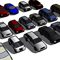 Various Cars With Different Colors And Multiple Models Parked Together 3d model