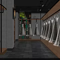 Modern Bridal Wedding Dress Store With Illuminated Window And Wedding Gown