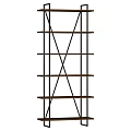 Modern Shelving Unit With Black Metal Frame And Wooden Shelves For Home Storage