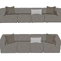 Gray Sectional Sofa With Plaid And Solid Cushions For Living Room Seating 3d model