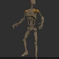 Mechanical Robot Character 3D Model With Gray Body Yellow Head Shoulders And Standing Mechanical Structure