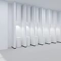 E-commerce Exhibition Booth With White Cylindrical Structures Neat Arrangement And Modern Design 3d model