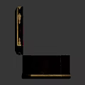 Open Black Funeral Casket With Pink Velvet Lining And Gold Trim