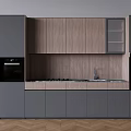 Modern Kitchen Interior Design With Gray Cabinets Wooden Backsplash Sink Faucet And Appliances