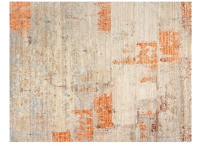 Modern Square Area Rug With Orange Blue And Beige Abstract Textured Patterns 3d model