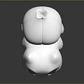 Cute White Creature Character Featuring Big Tail Black Eyes And Blue Feet