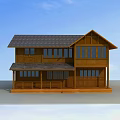 Traditional Ancient Building With Wooden Structure Two Story Tile Roof And Windows