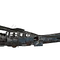 Burnt Airliner With Scorched Fuselage On Waterlogged Ground And Grey Sky