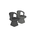 Elegant Gray Fabric Single Chair With Woven Armrest And Tapered Base